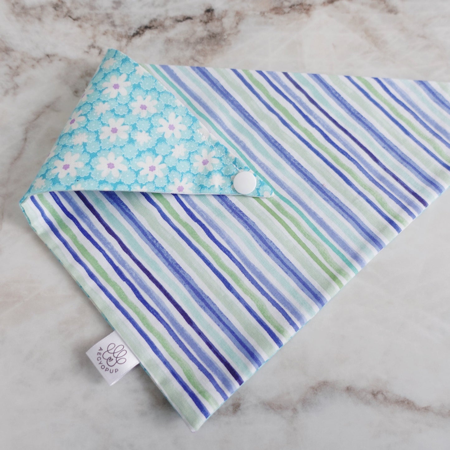 Blue Flowers and Stripes Bandana