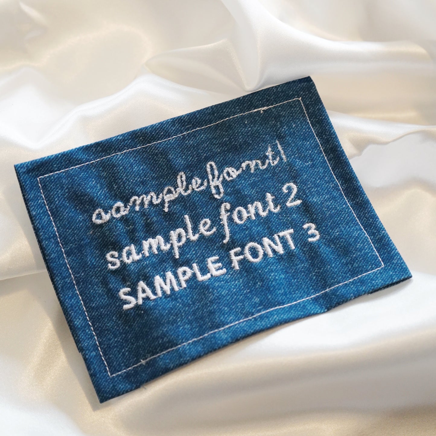 Embroidery Medium Denim Name Bandana