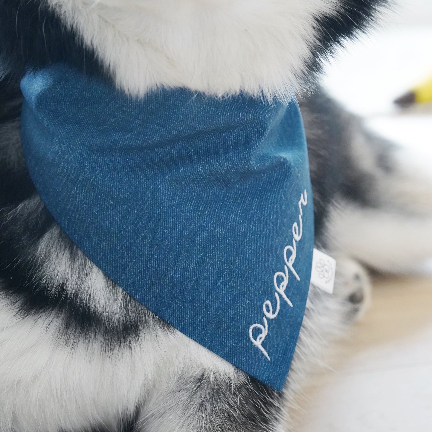 Embroidery Dark Denim Name Bandana