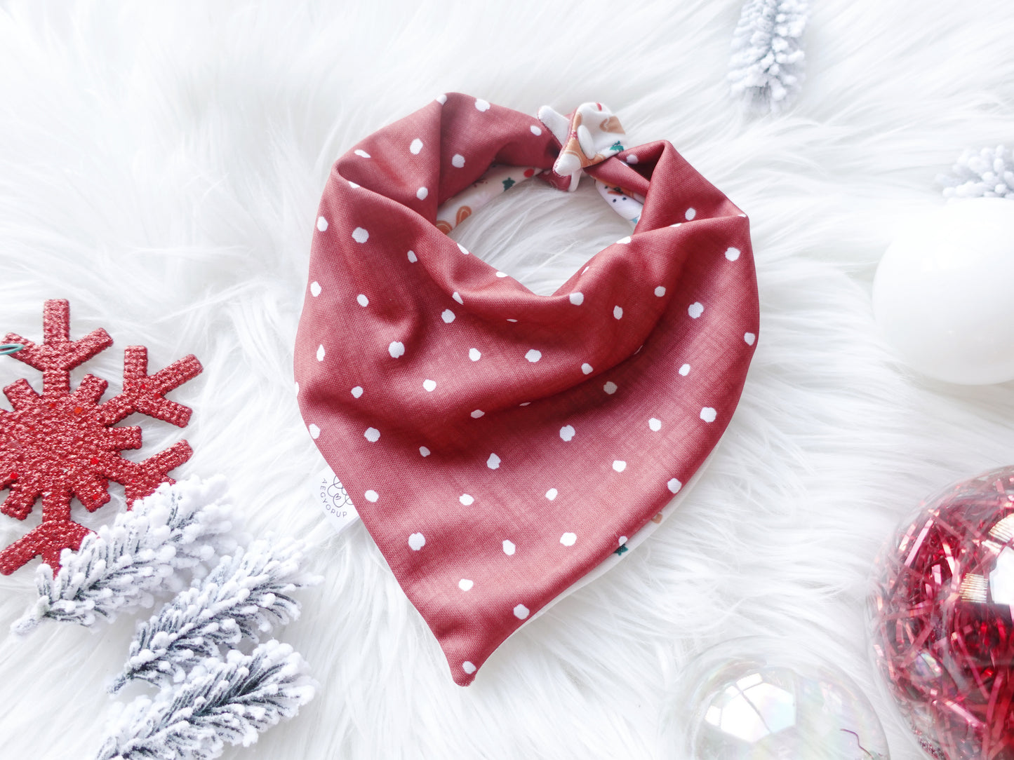 Christmas Red Dots with Snowman & Gingerbread Man Bandana