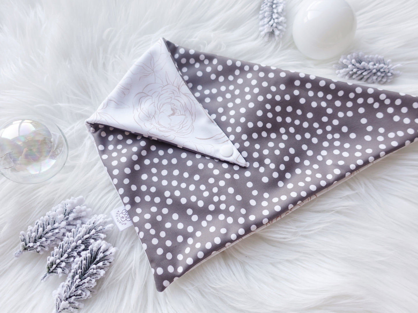 Neutral Roses and Polka Dots Bandana