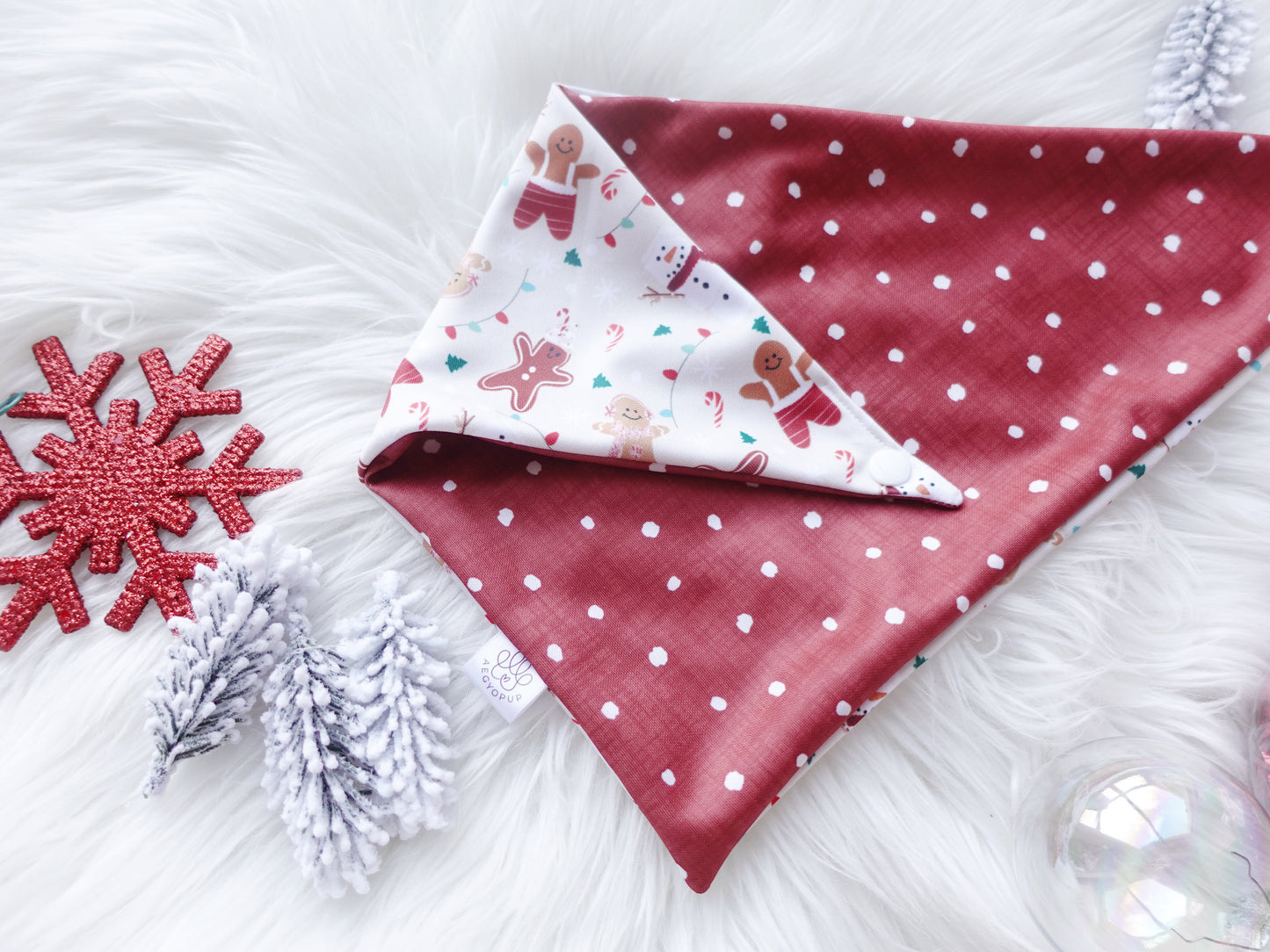 Christmas Red Dots with Snowman & Gingerbread Man Bandana