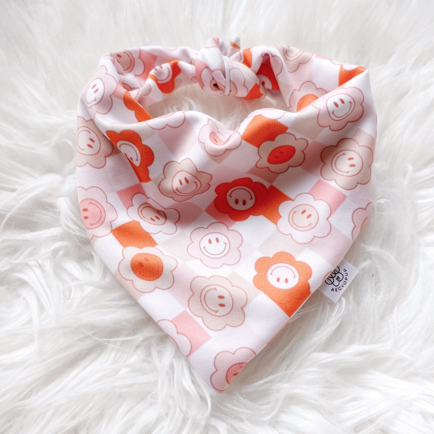 Lightning and Retro Flower Happy Face Bandana