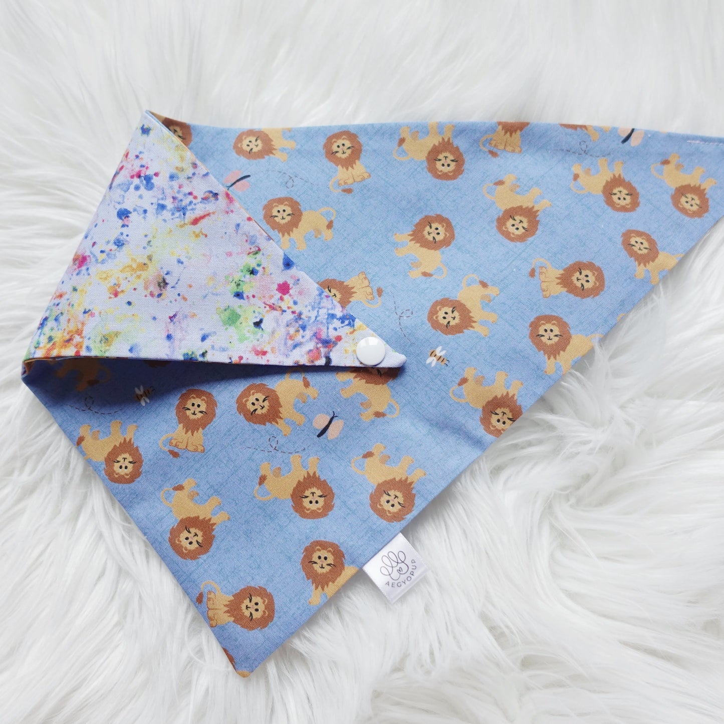 Lions and Blue Splashes Bandana