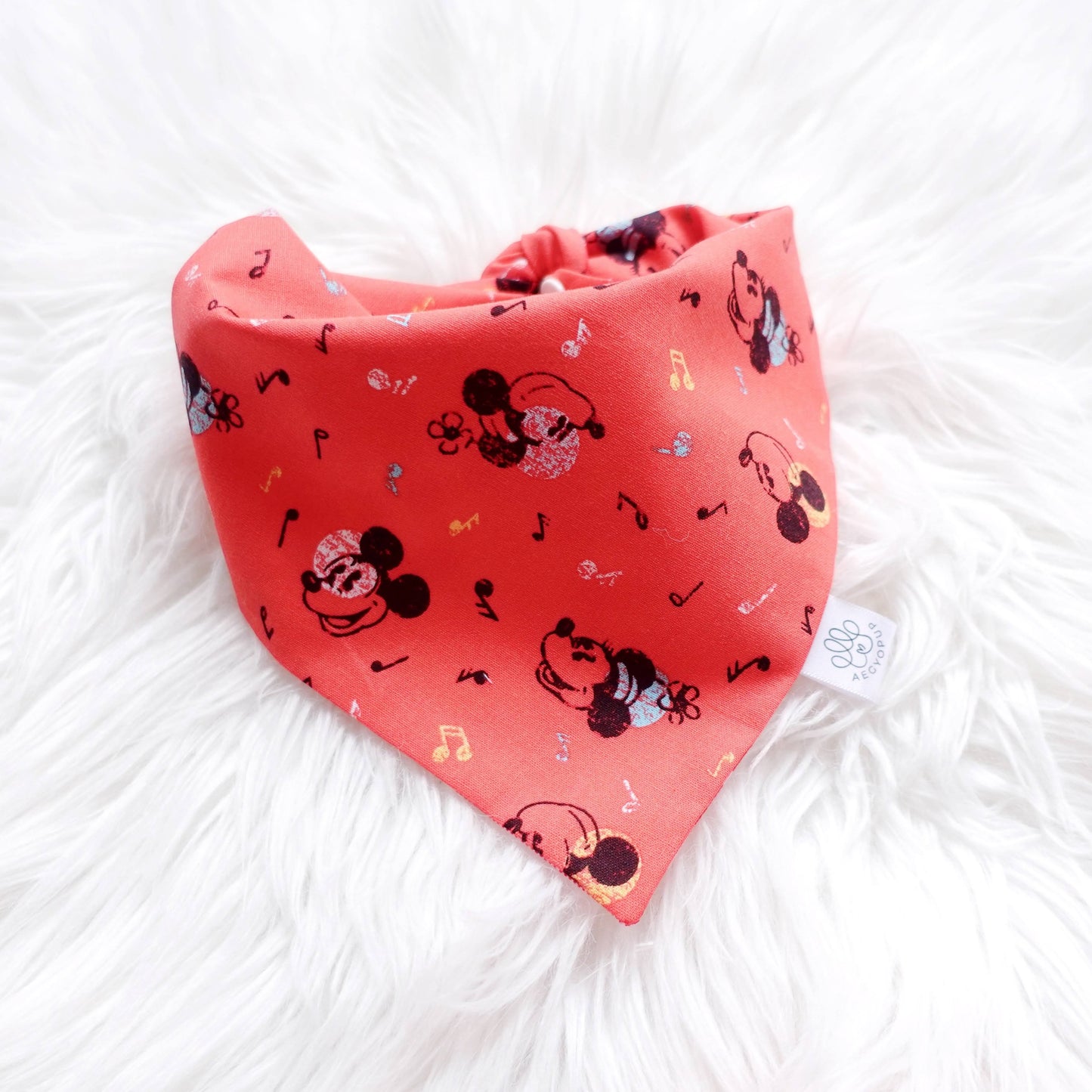 Micky and Minnie Mouse with Checkered Print Bandana