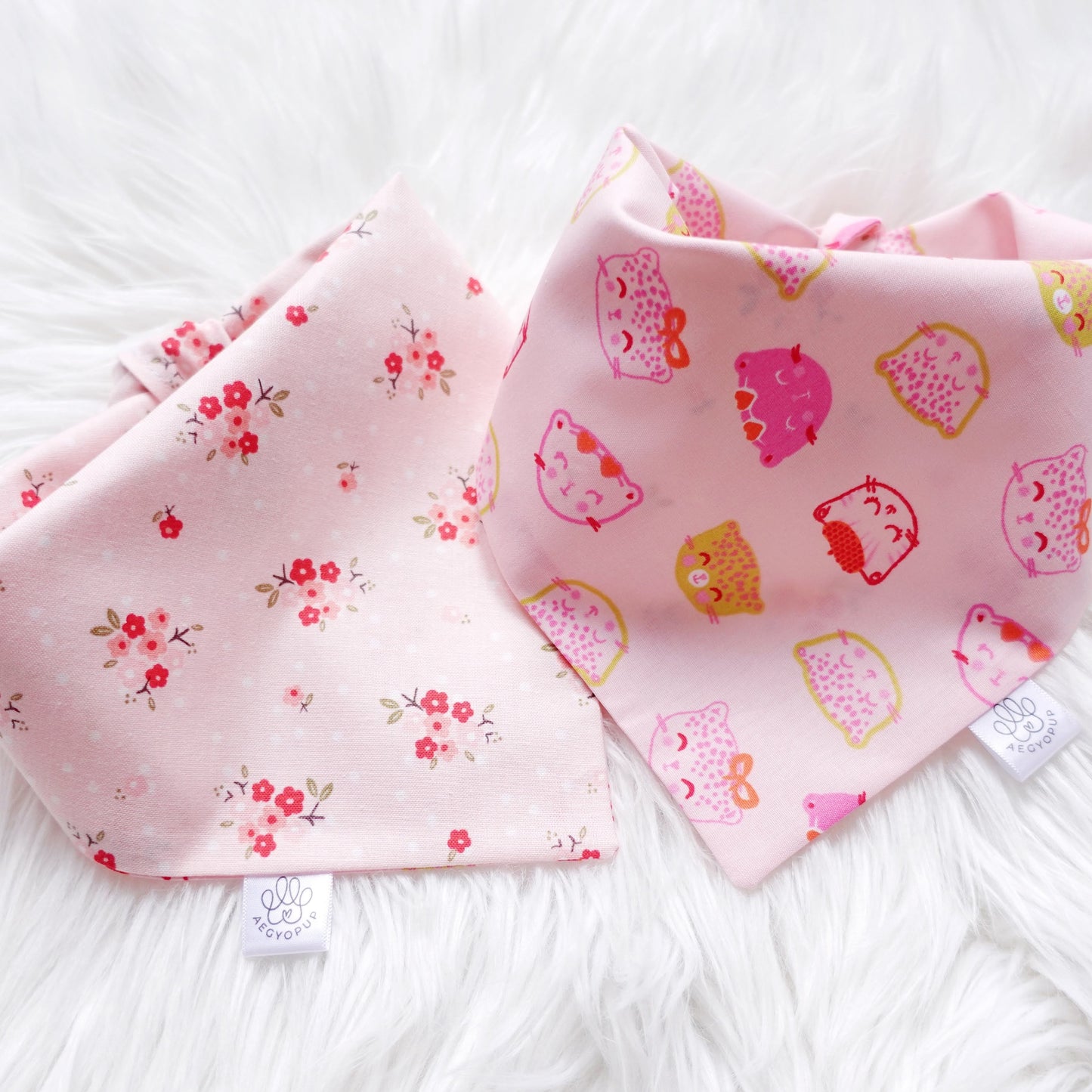 Pink Cats and Flowers Bandana