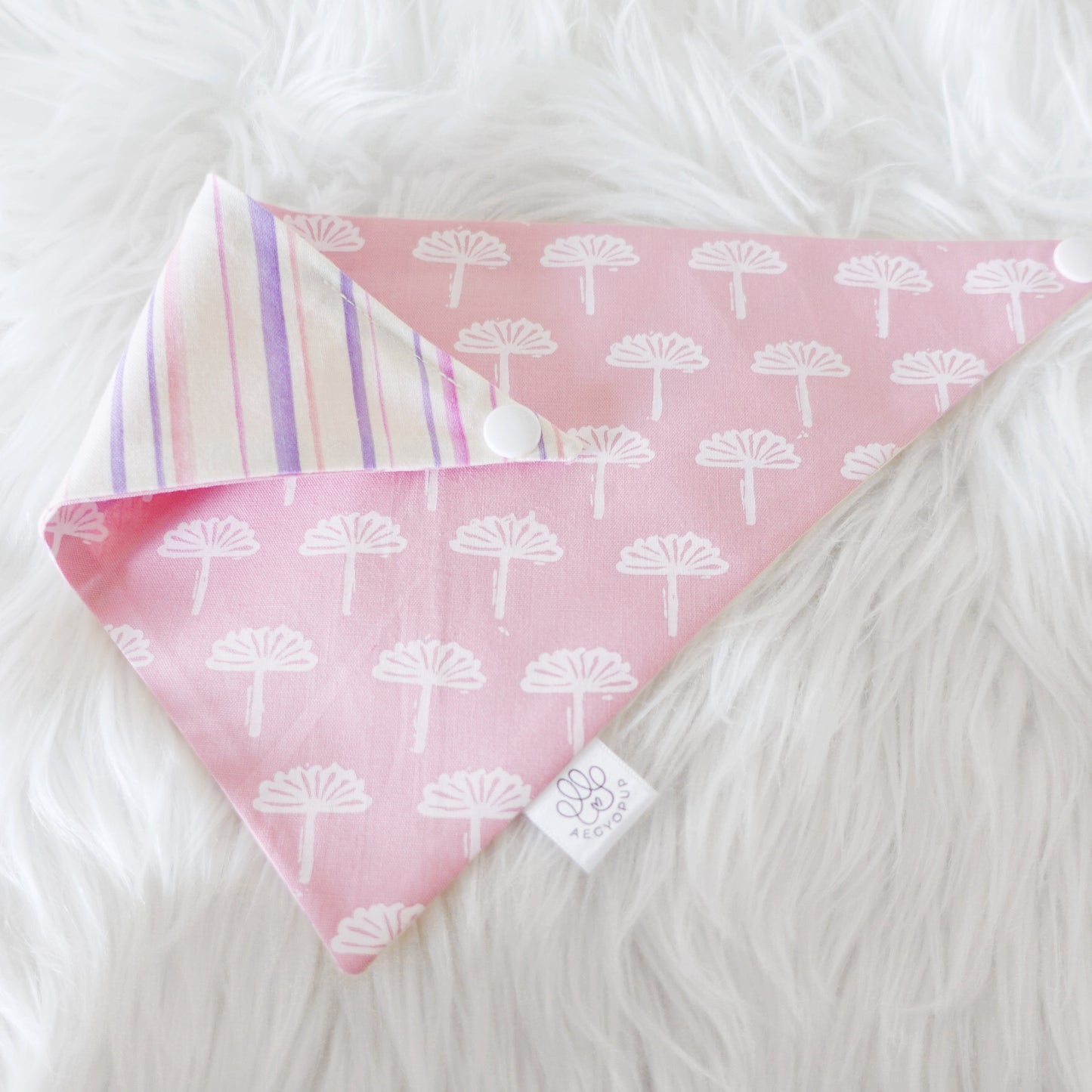 Pink Flowers and Stripes Bandana