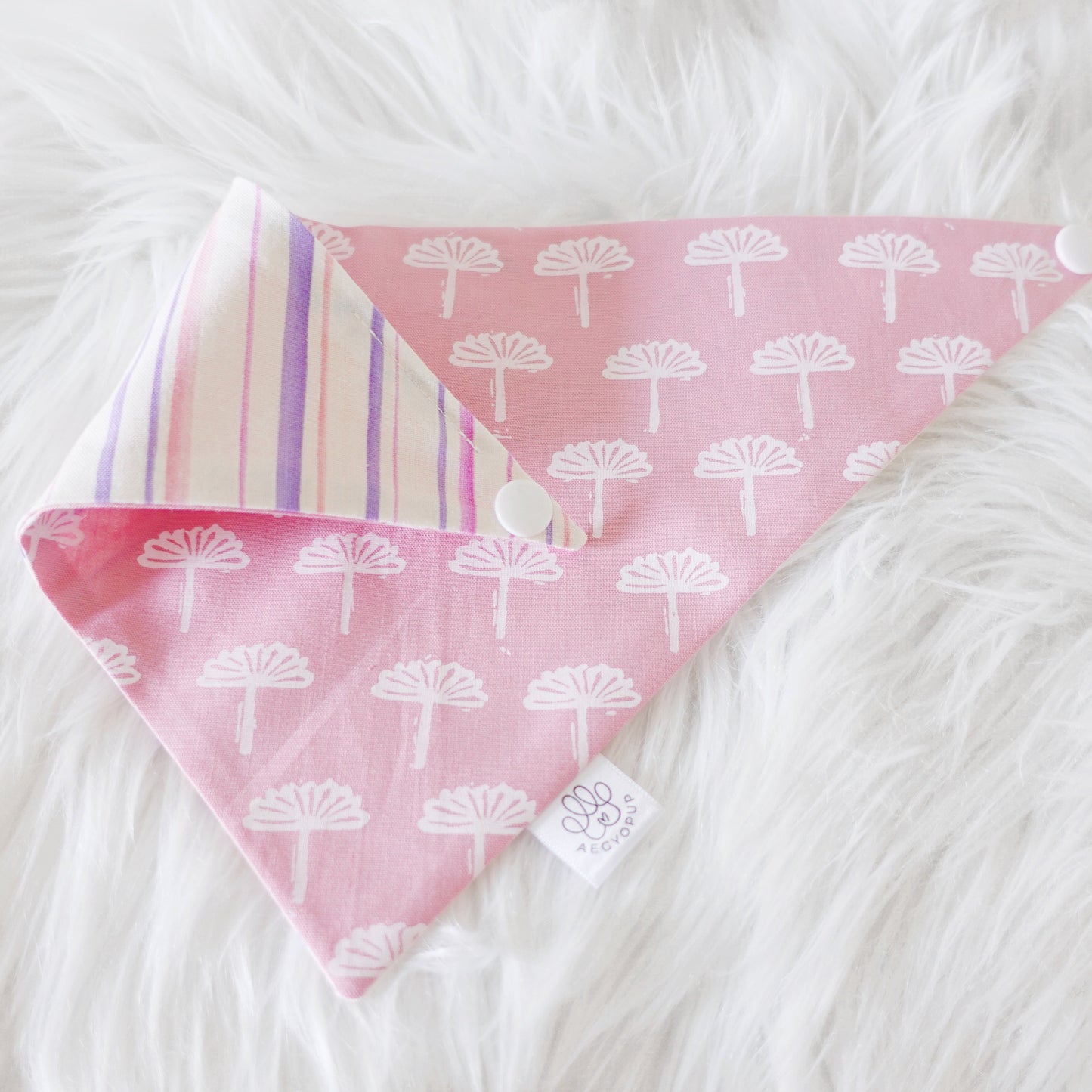 Pink Flowers and Stripes Bandana