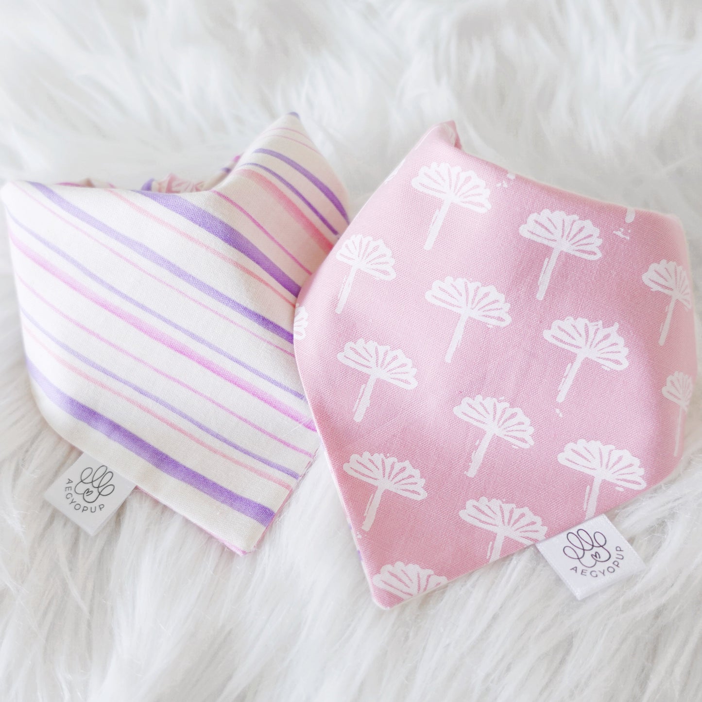 Pink Flowers and Stripes Bandana