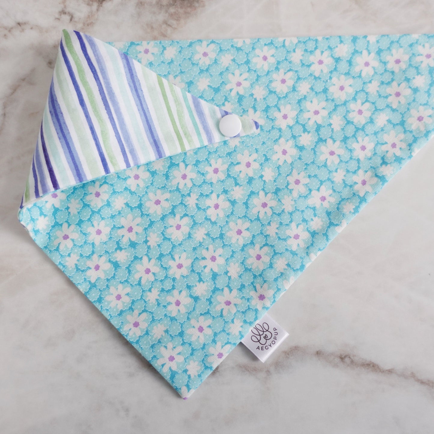 Blue Flowers and Stripes Bandana