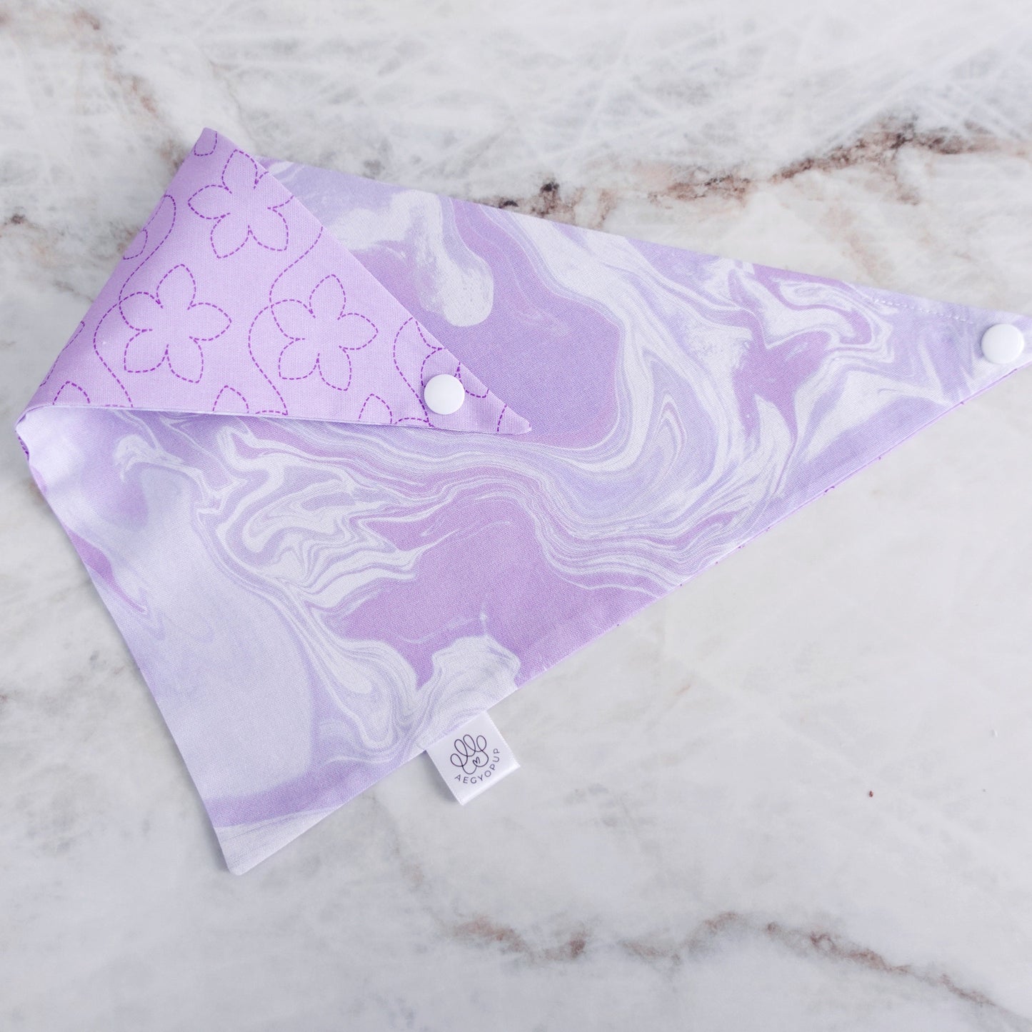 Purple Marble and Flower Bandana