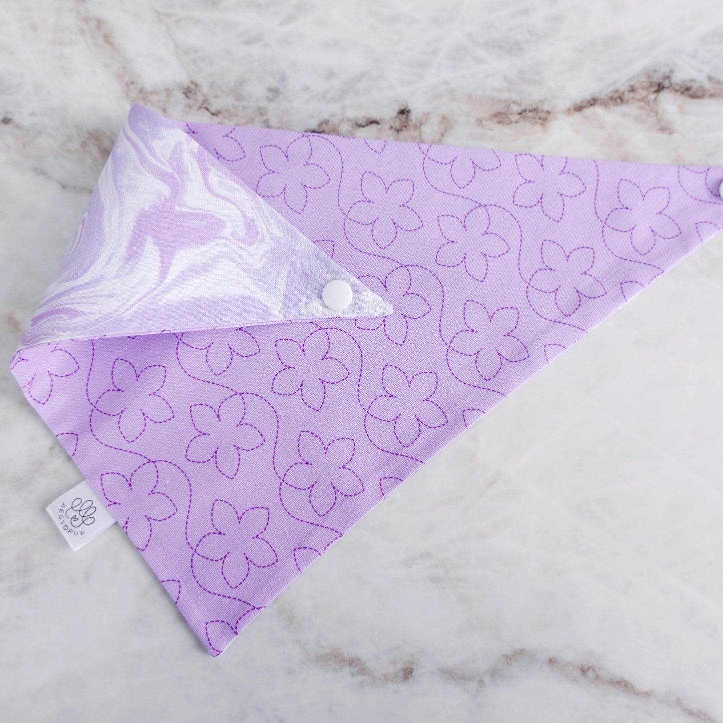 Purple Marble and Flower Bandana