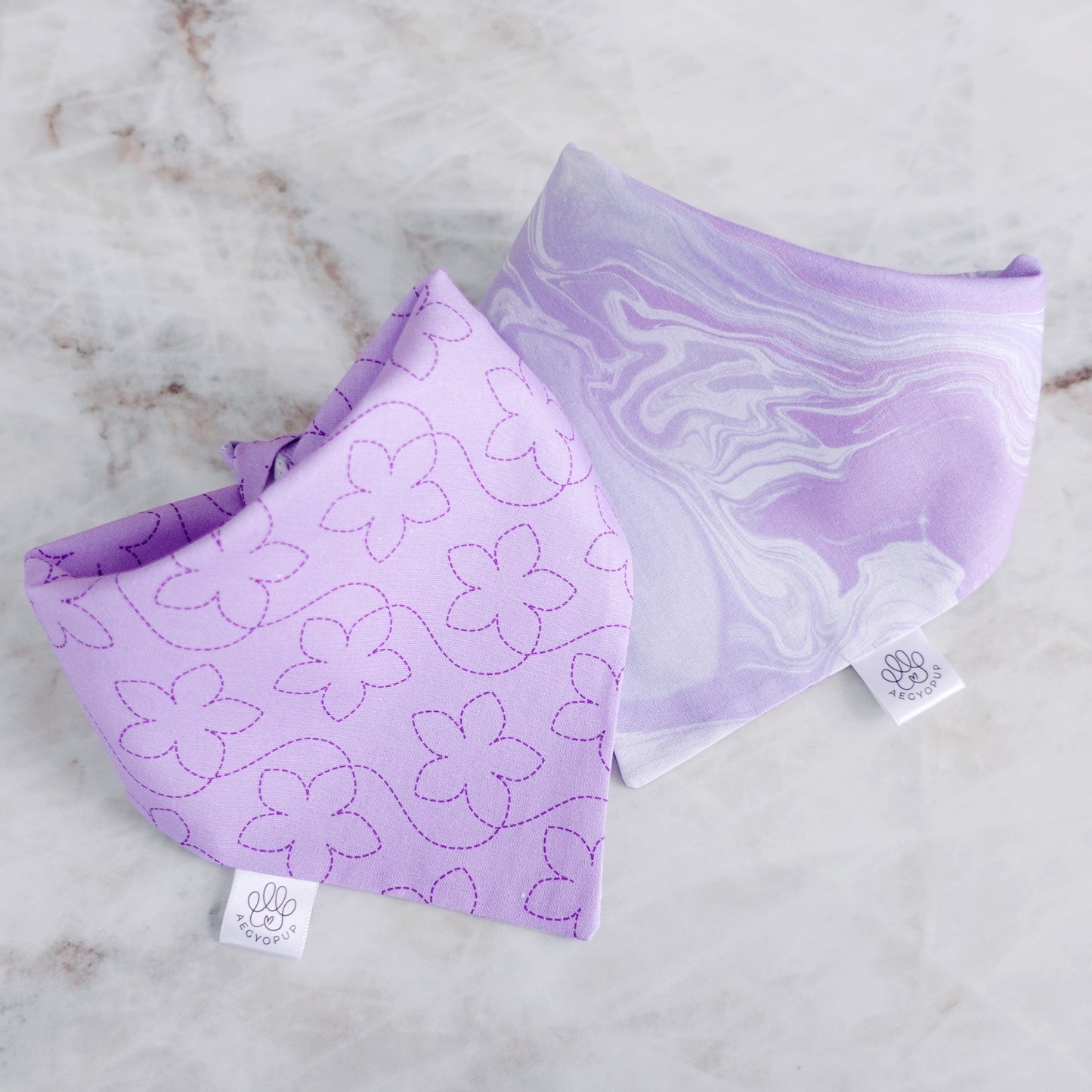 Purple Marble and Flower Bandana