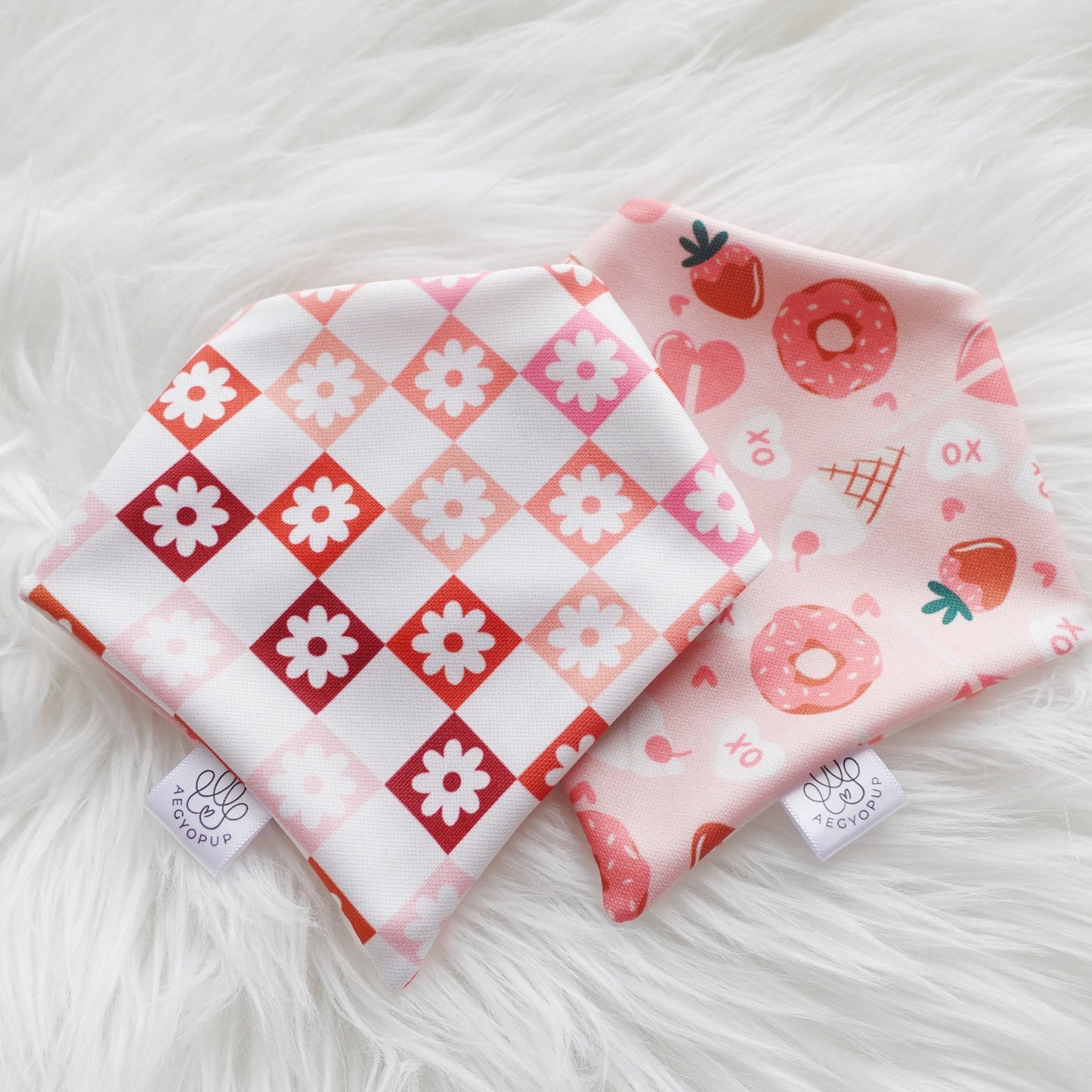 Valentine Strawberry Dipped and Checkered Flower Bandana