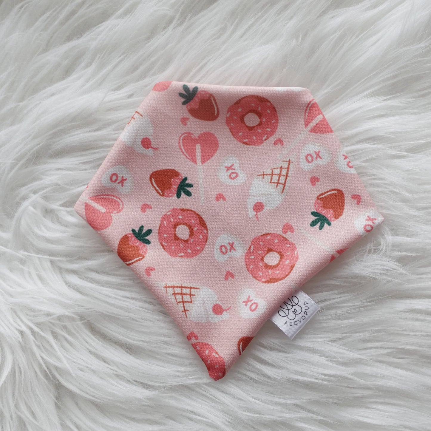 Valentine Strawberry Dipped and Checkered Flower Bandana