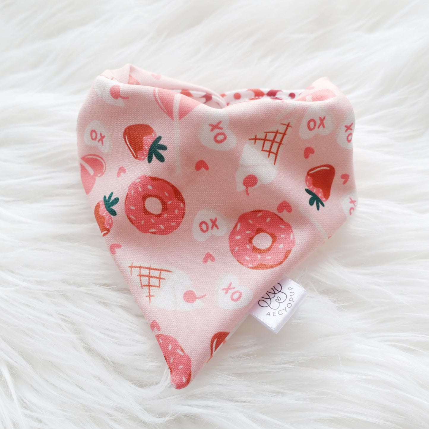 Valentine Strawberry Dipped and Checkered Flower Bandana