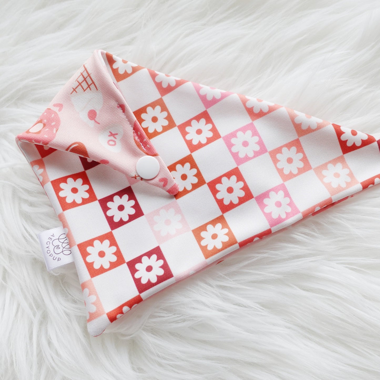 Valentine Strawberry Dipped and Checkered Flower Bandana