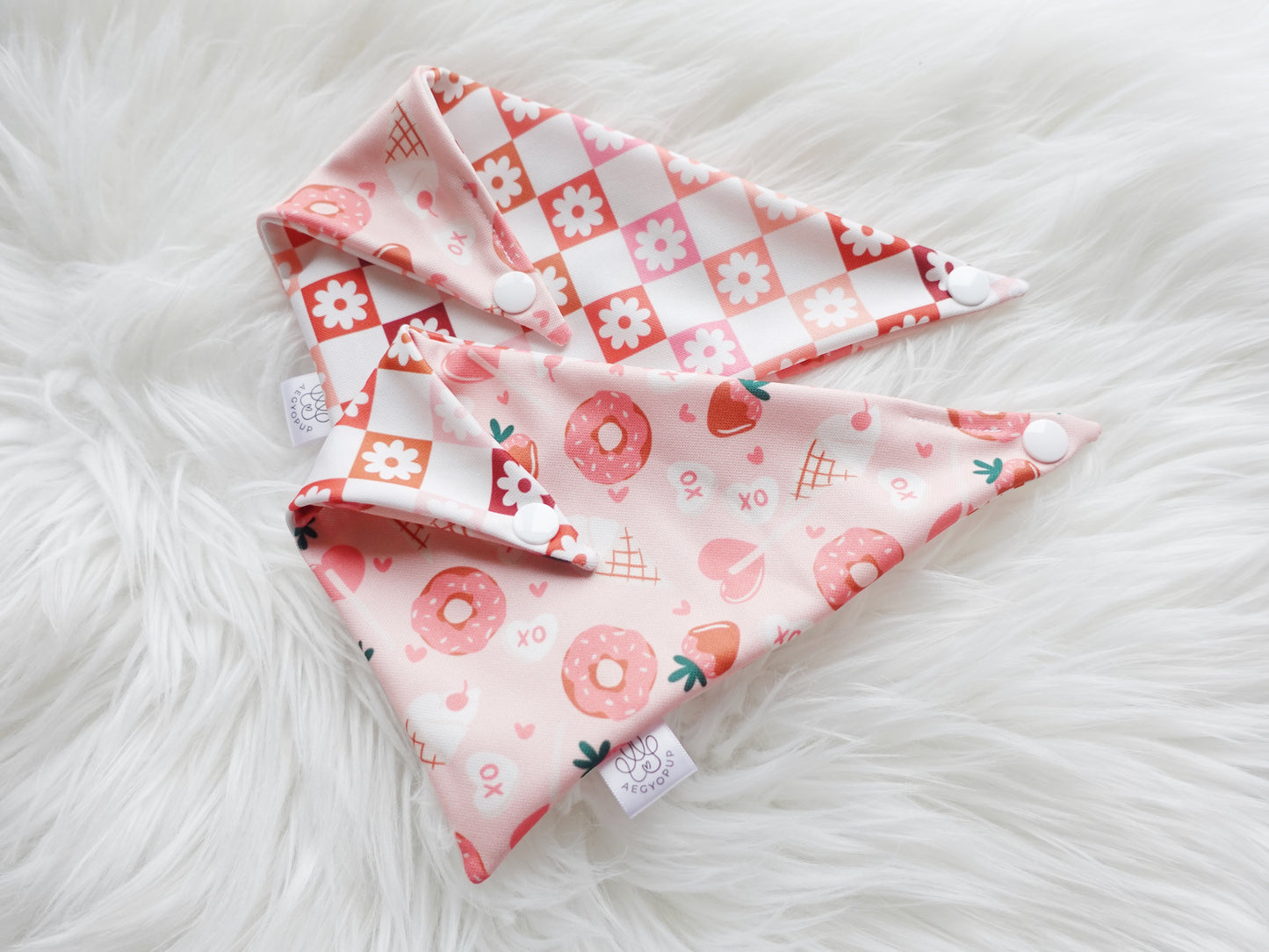 Valentine Strawberry Dipped and Checkered Flower Bandana