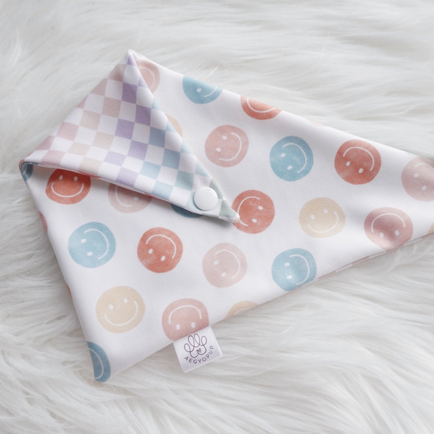 Rainbow Checkered Happy Face Bandana