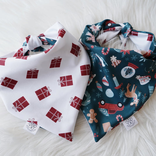 Christmas Vintage Red Gifts and Green Bandana