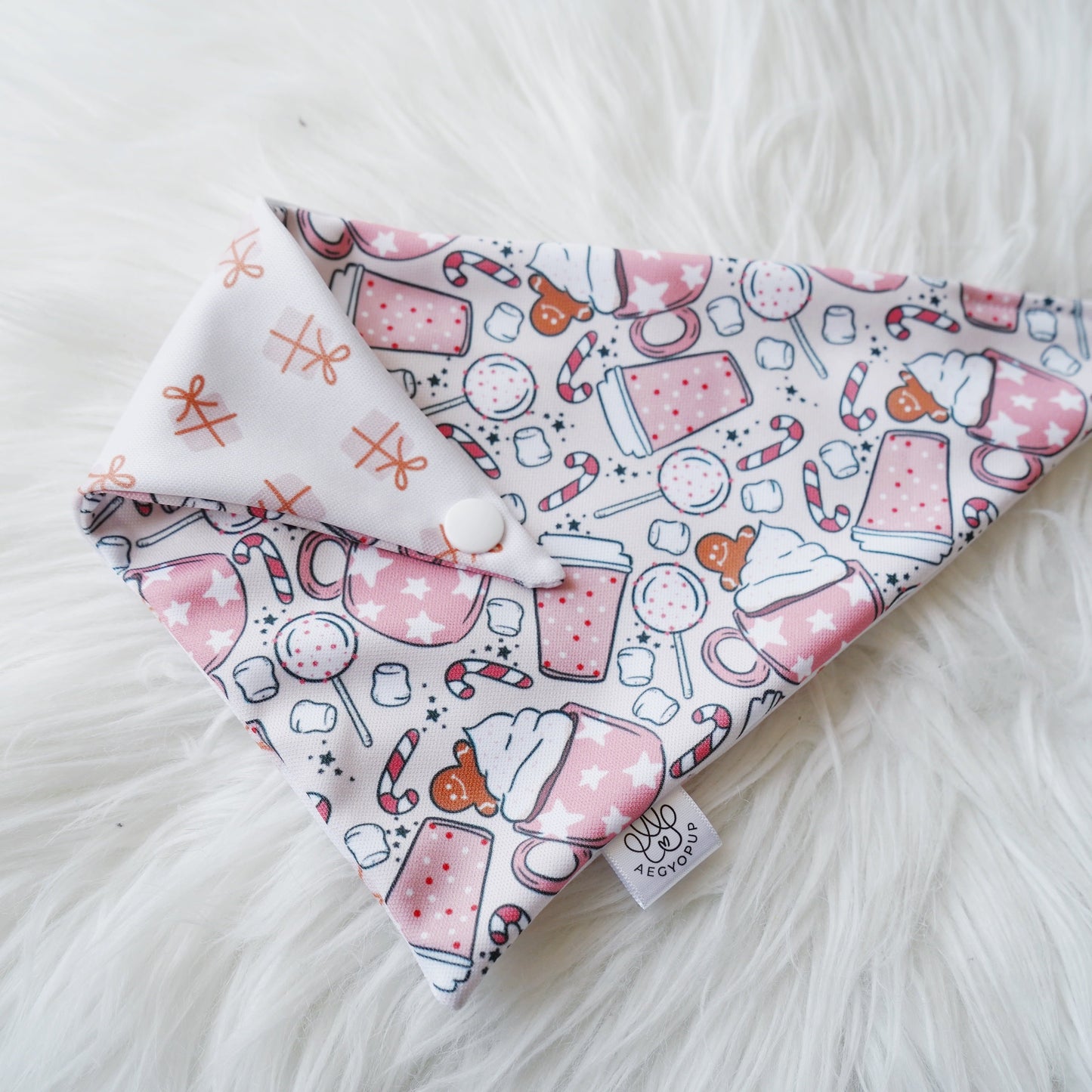 Christmas Pink Gingerbread Present Bandana