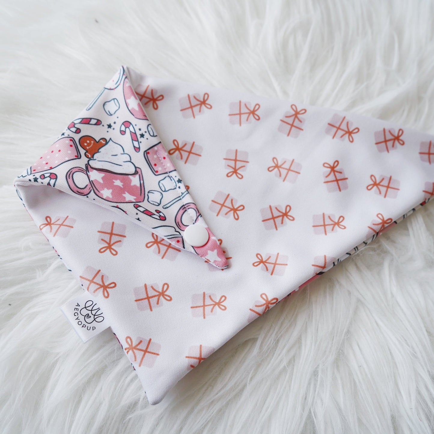 Christmas Pink Gingerbread Present Bandana