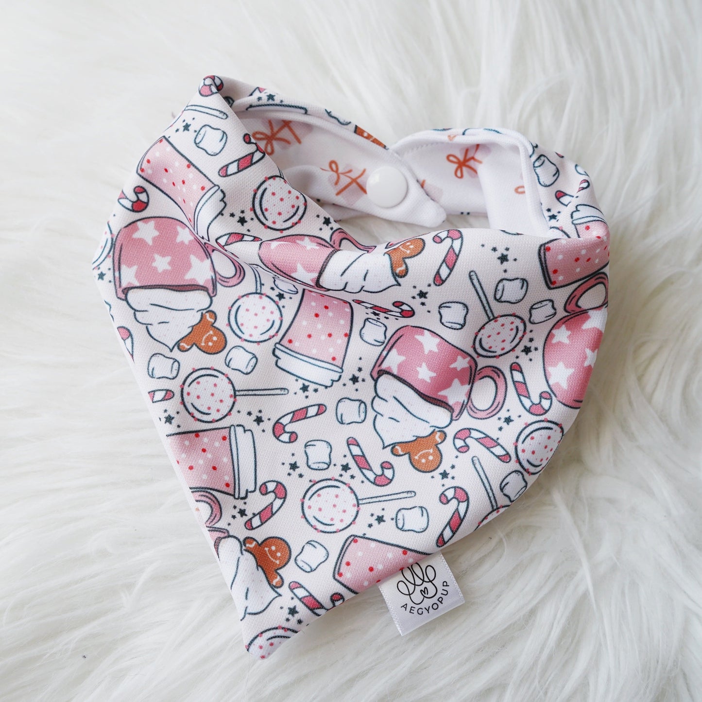 Christmas Pink Gingerbread Present Bandana