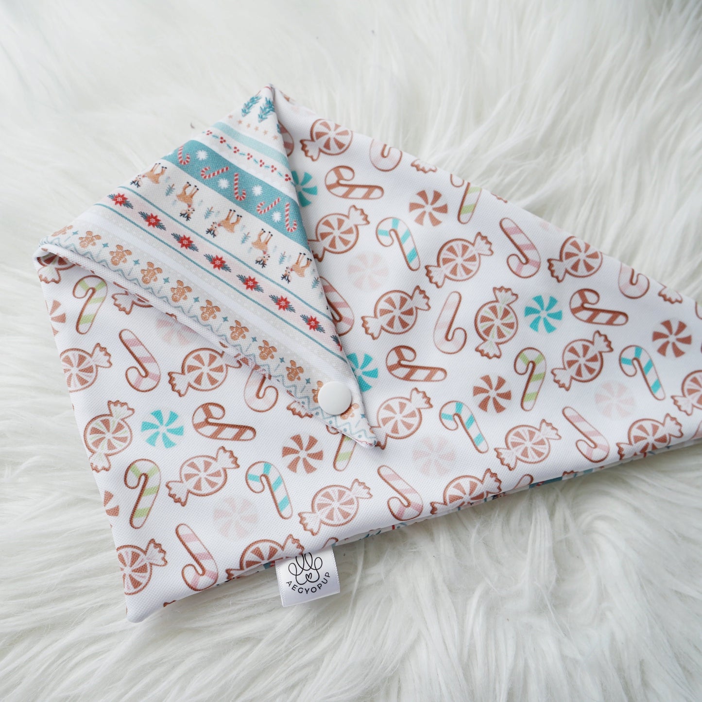 Christmas Blue Stripe Raindeer Candy Bandana