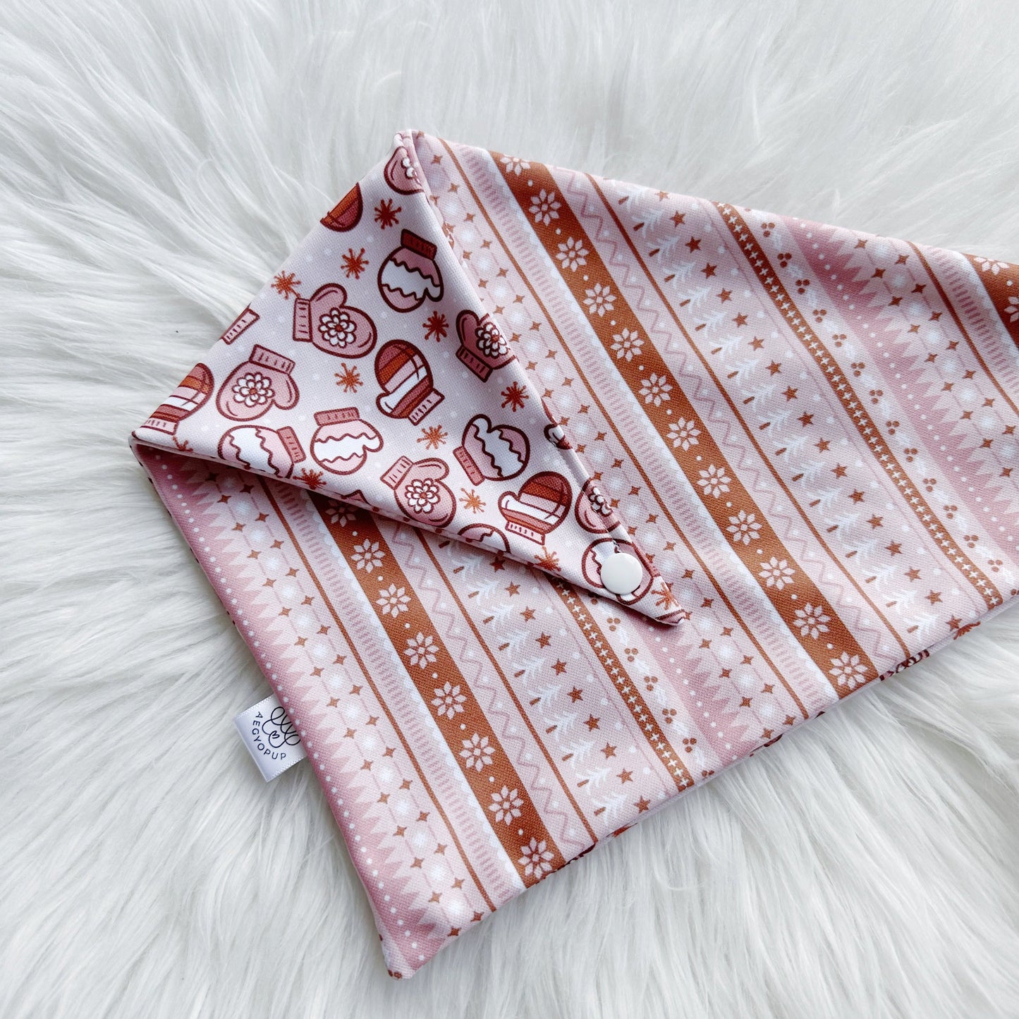 Christmas Pink Stripes and Gloves Bandana