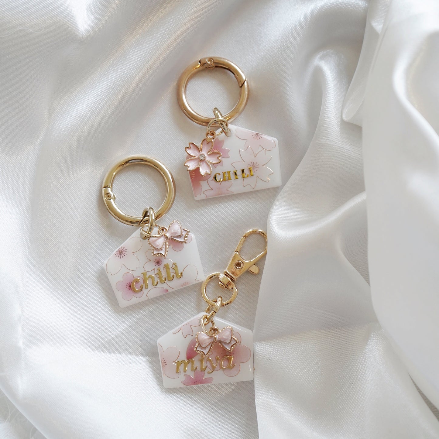 White Ema Sakura Cherry Blossom Pet Tag