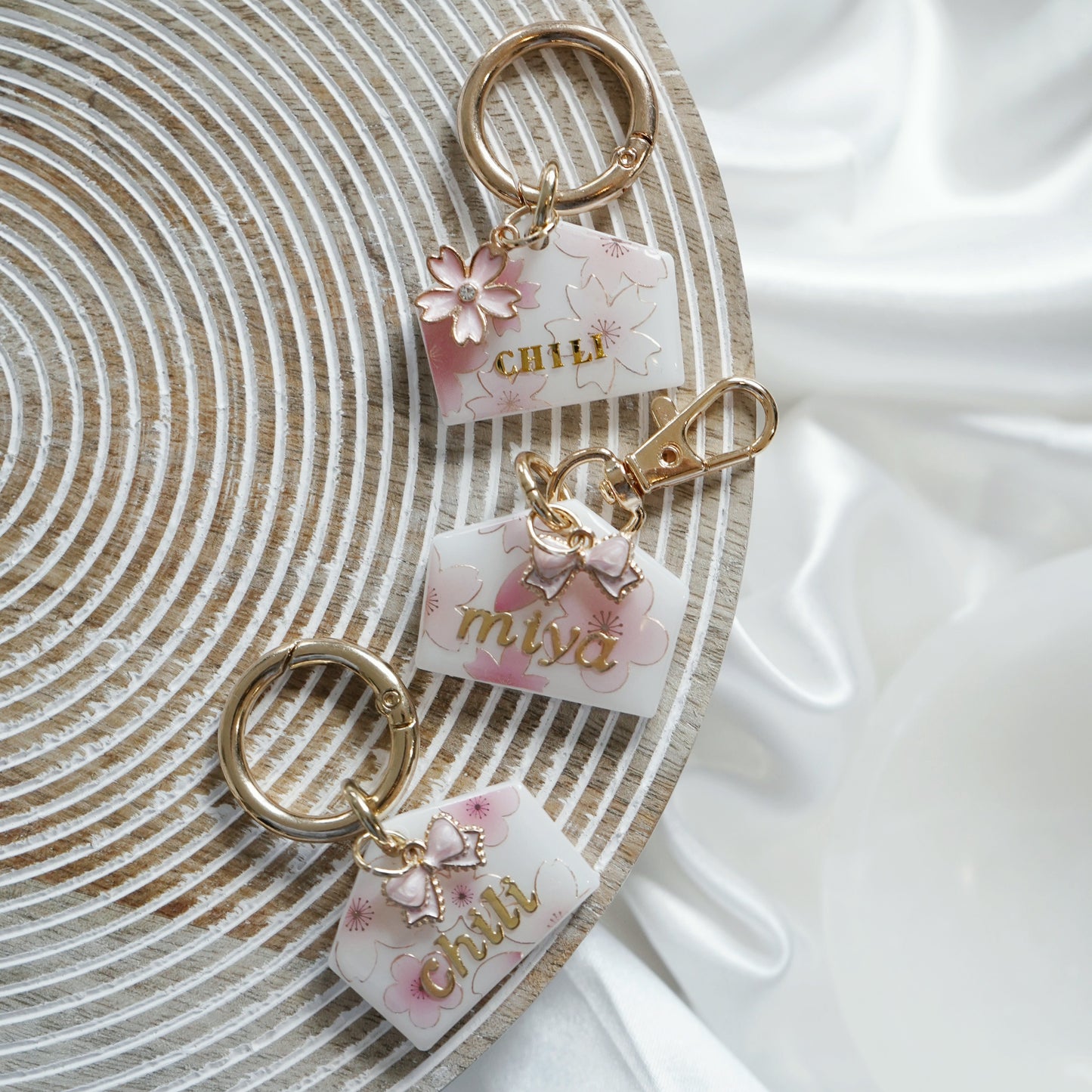 White Ema Sakura Cherry Blossom Pet Tag