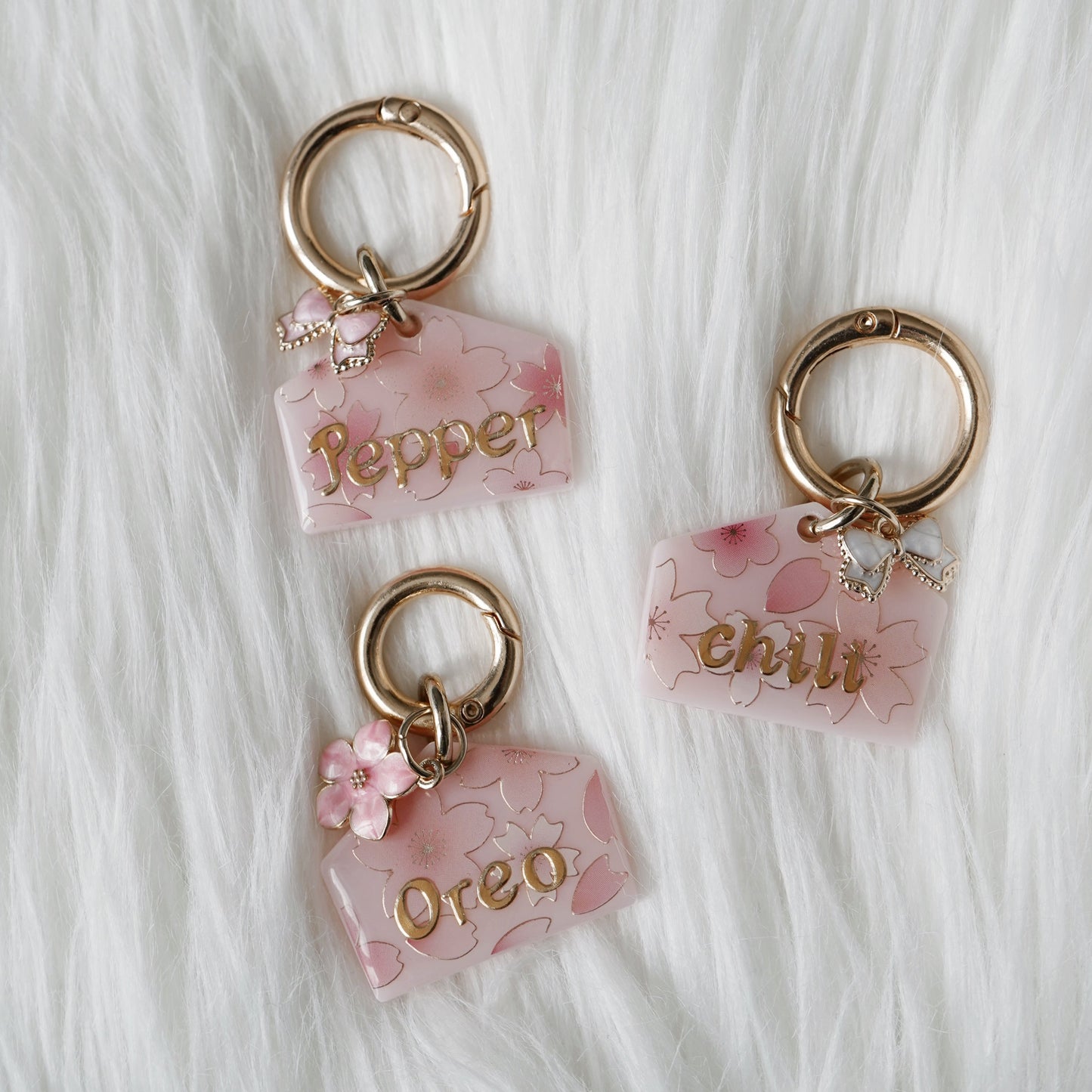 Pink Ema Sakura Cherry Blossom Pet Tag