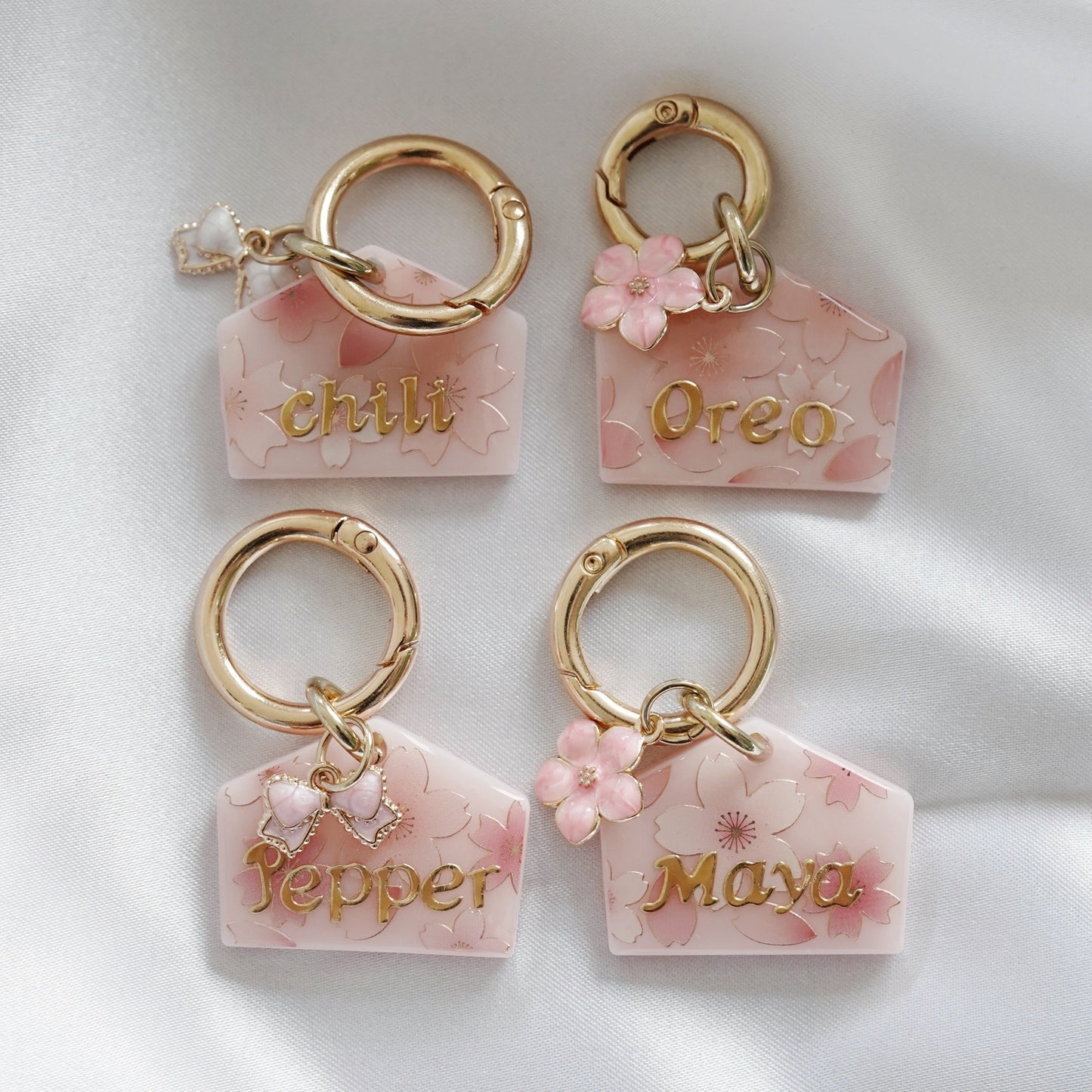 Pink Ema Sakura Cherry Blossom Pet Tag