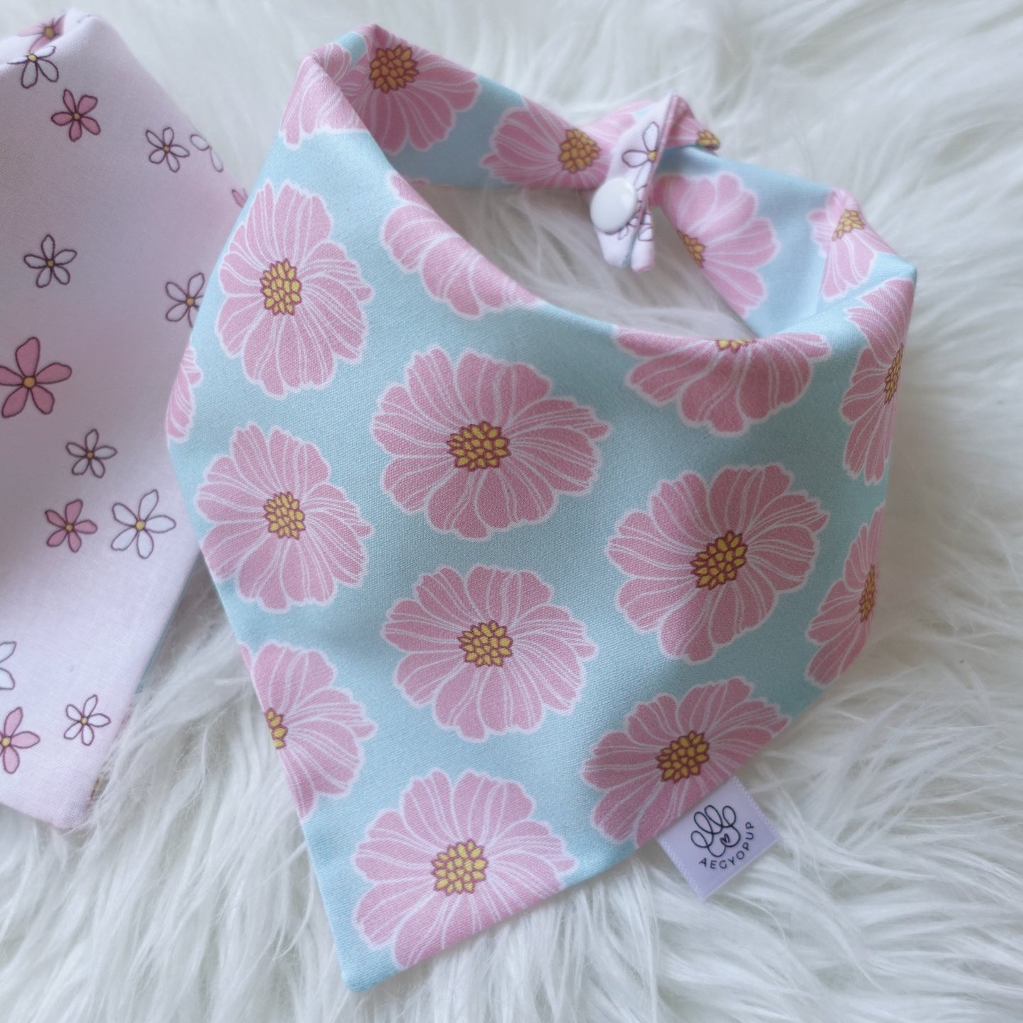 Pink and Blue Floral Bandana