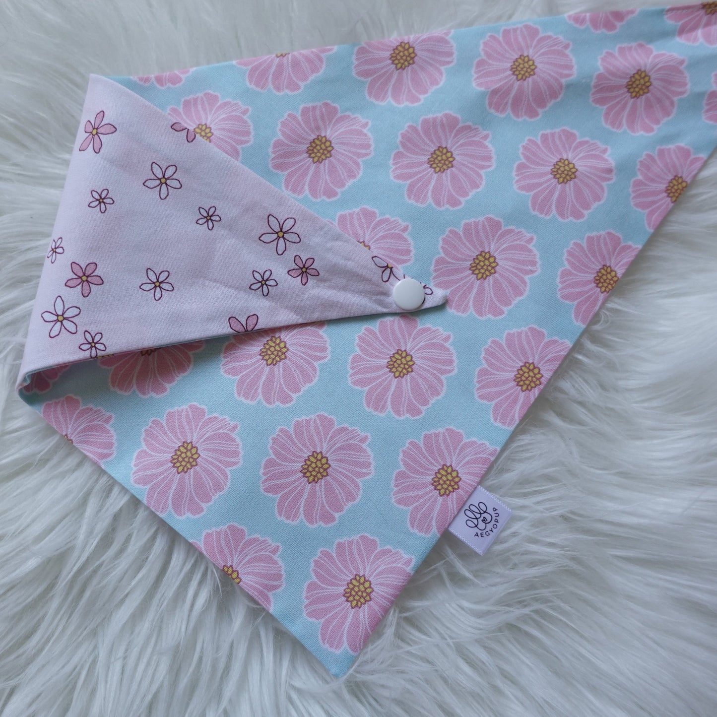 Pink and Blue Floral Bandana