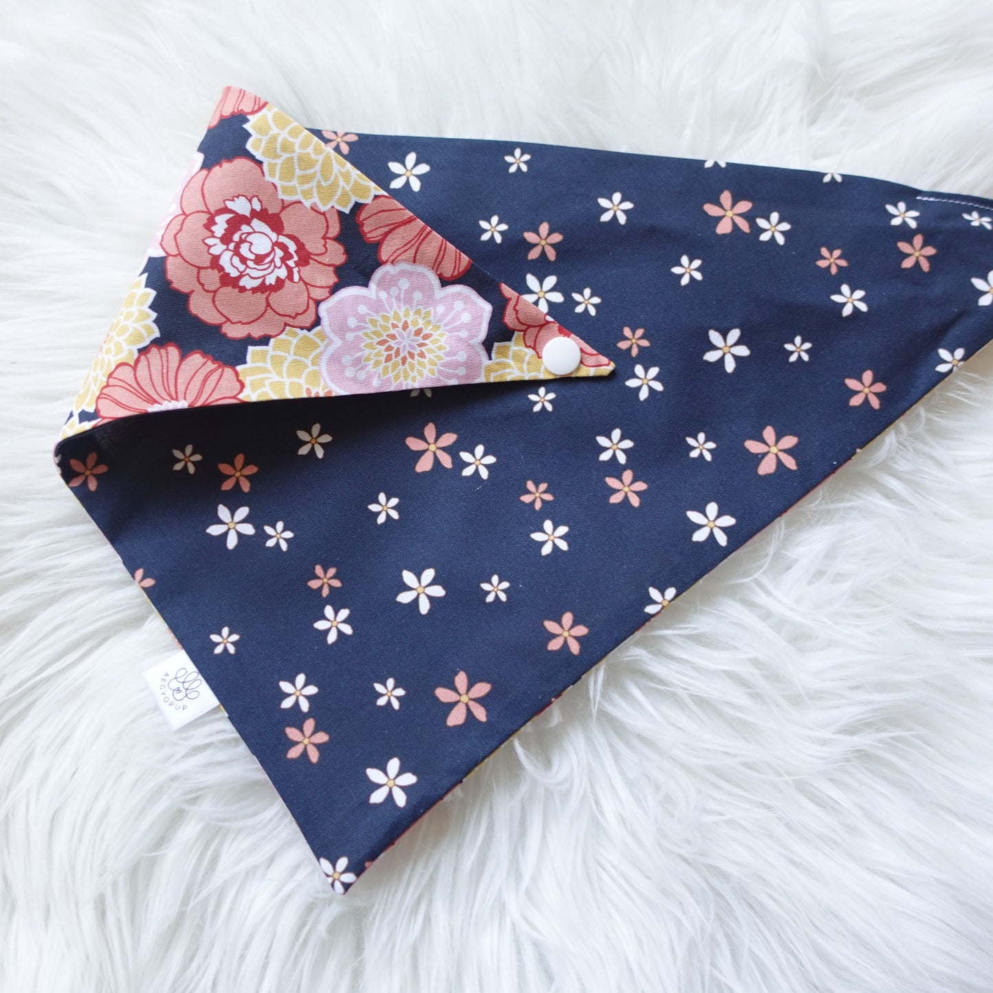 Navy Floral Bandana