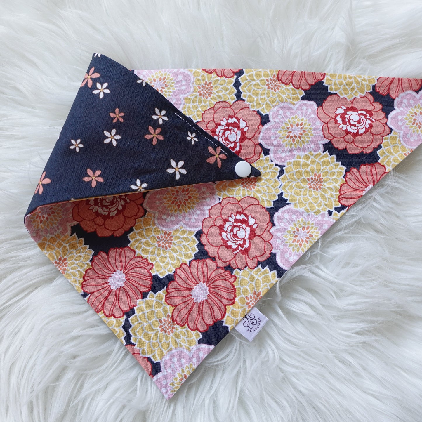 Navy Floral Bandana