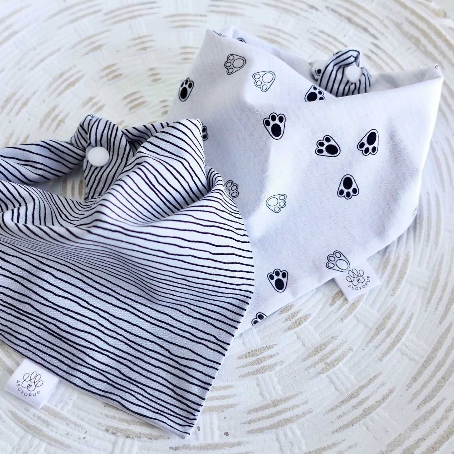 Blue Paw Print + Stripe Pattern