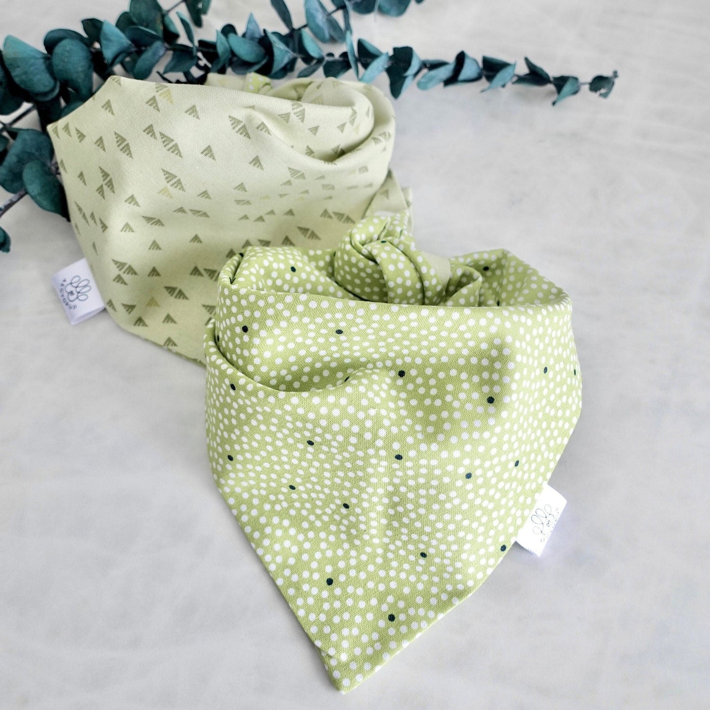 Green Polka Dots and Triangle Pattern