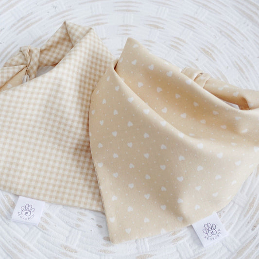 Beige Gingham and Hearts